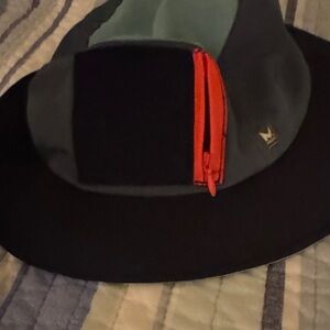 Blue and Green Hat with orange  Zipper fishing hat